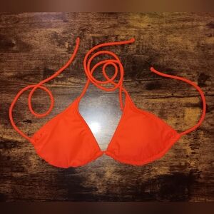 OP Ocean Pacific Vibrant Red Orange Triangle Bikini Top With Removable Padding
